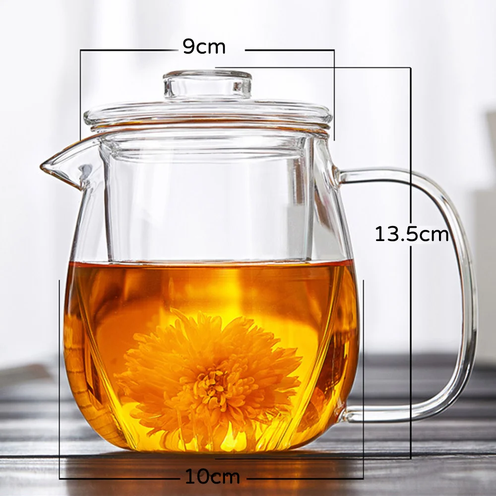 1 Pcs 600ml Clear Glass Teapot Kettle Tea Pot With Removable Infuser Heat Resistant Handle Flower Coffee Teaware Gift | Дом и сад