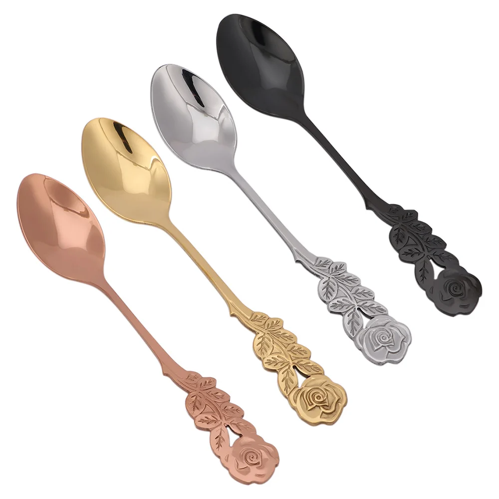 Ложка для влюбленных 304 из нержавеющей стали позолоченная посуда ложка розовая