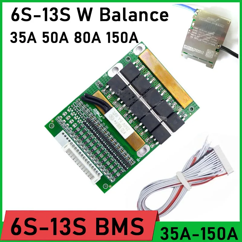 

6S - 13S BMS 35A 50A 80A 150A LiFePO4 Li-ion lithium battery protection Board balance 24V 36V 48V 7S 8S 10S 12S electrical tool