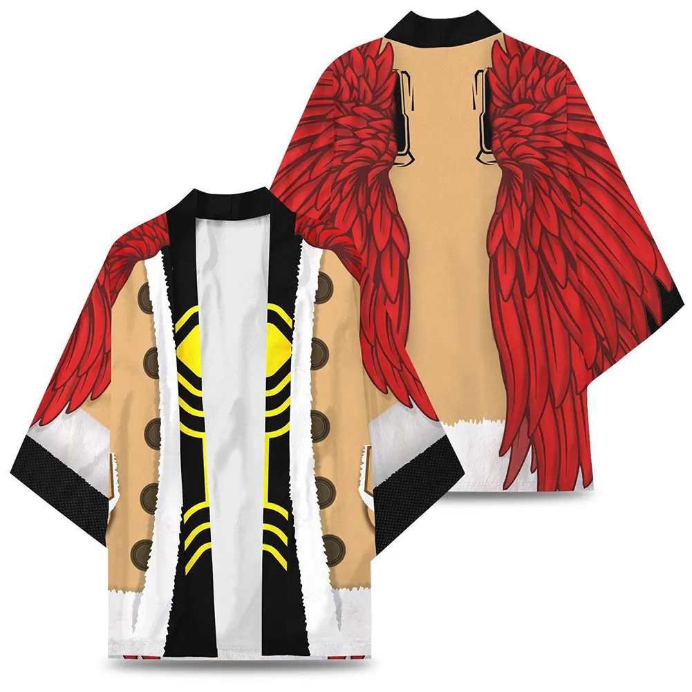 

Anime My Hero Academia Hawks Takami Keigo Cosplay Kimono Cloak Costume 3D PrintedCardigan Robe Coat