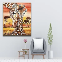 diy painting by numbers lovely giraffe cute animal canvas wedding decoration modern wall art picture hand painted gift 40x50cm