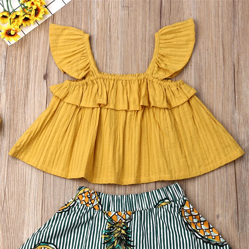 Комплект из двух предметов одежда для маленьких девочек топы без рукавов с