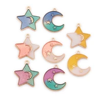 10pcs creative two color star and moon enamel pendant suitable for making diy colorful pendantsnecklacesearrings and jewelry