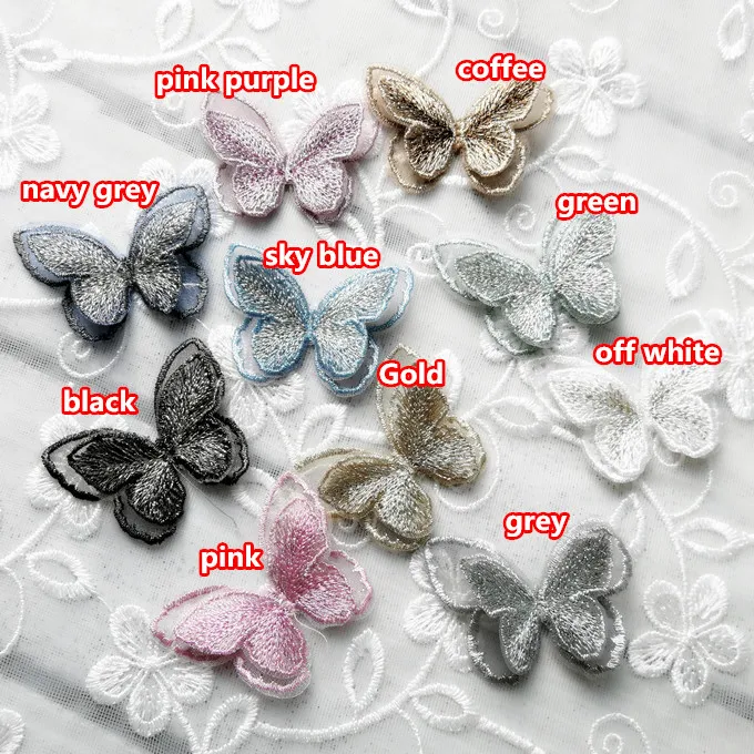 10 шт./лот двухслойная аппликация в виде бабочки кружевная нашивка аксессуары для
