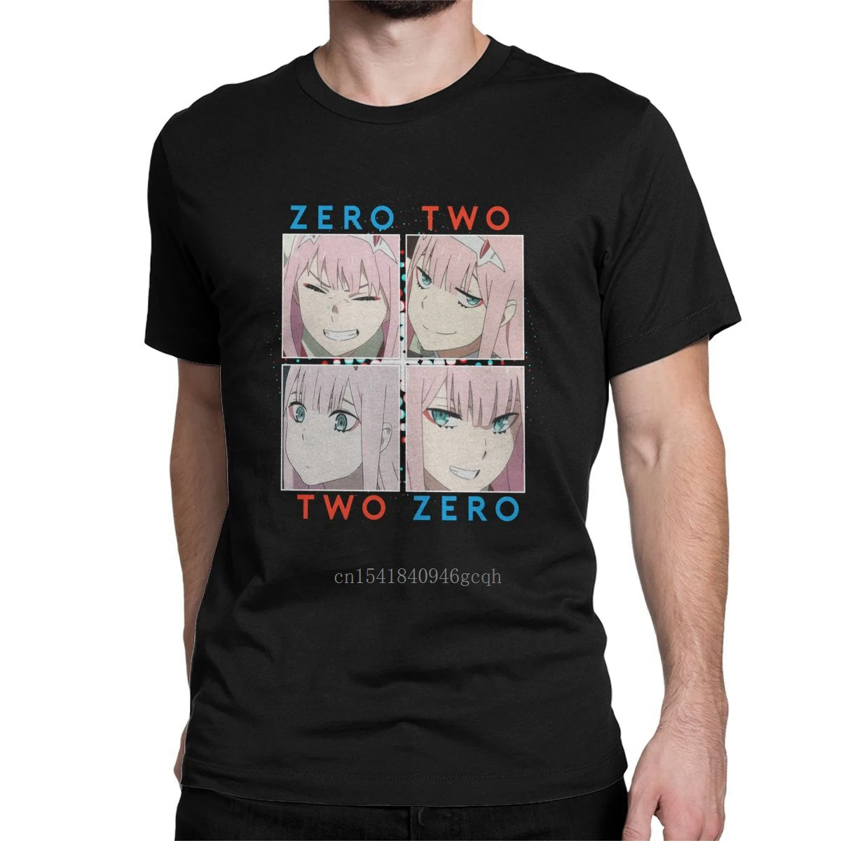 

Men's Crewneck T-Shirt, Short Sleeve, Humorous, Cute, Japanese, Pure Cotton, Plus Size, Darling In The Franxx