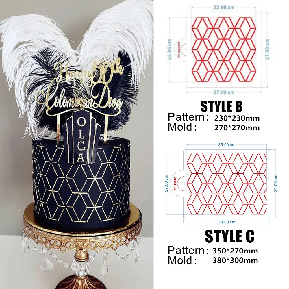 НОВЫЕ геометрические ромбовидные формы для торта индивидуальные трафареты