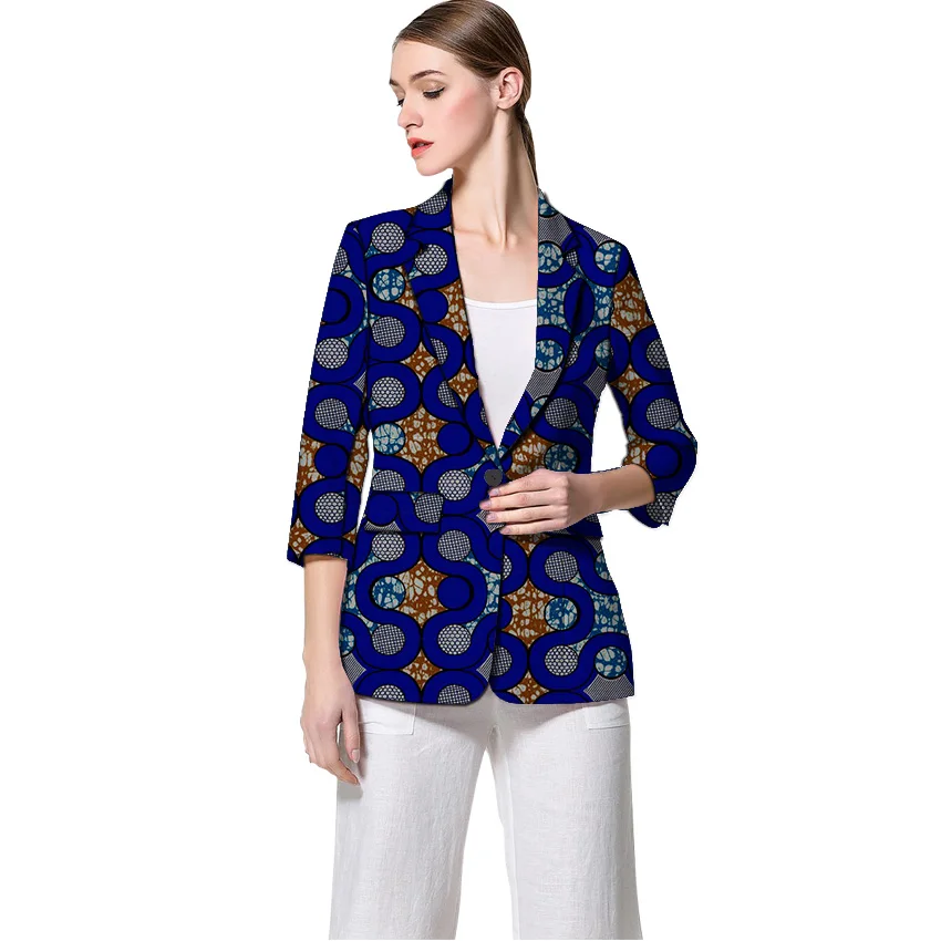 

Elegant three quarter sleeve women's blazers Dashiki print fashion suit jackets for party/wedding custom made Ankara outfits