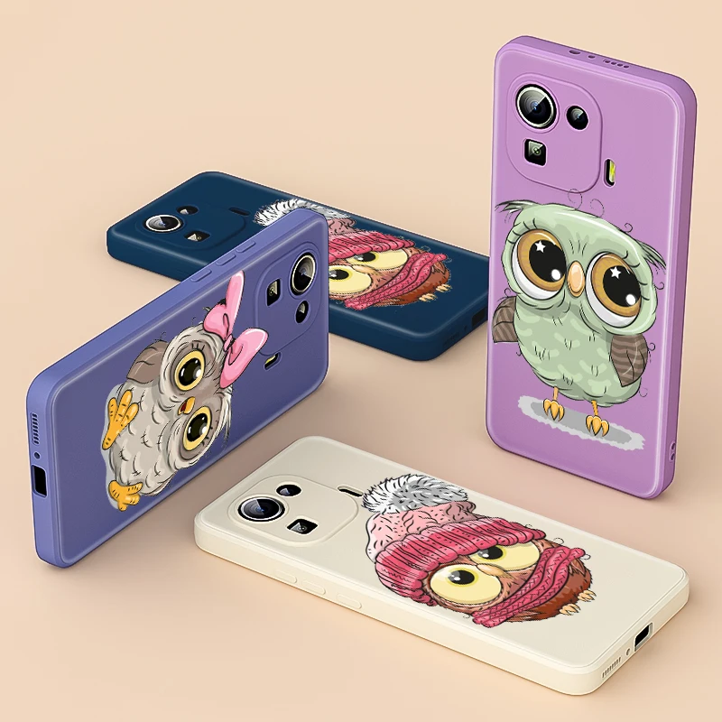 

Cartoon Lovely Cute Owl for Xiaomi 11 Ultra 10T 10 Pro Lite 9 5G Mix 4 3 CC9 Luxury Liquid Silicone Soft Cover Phone Case