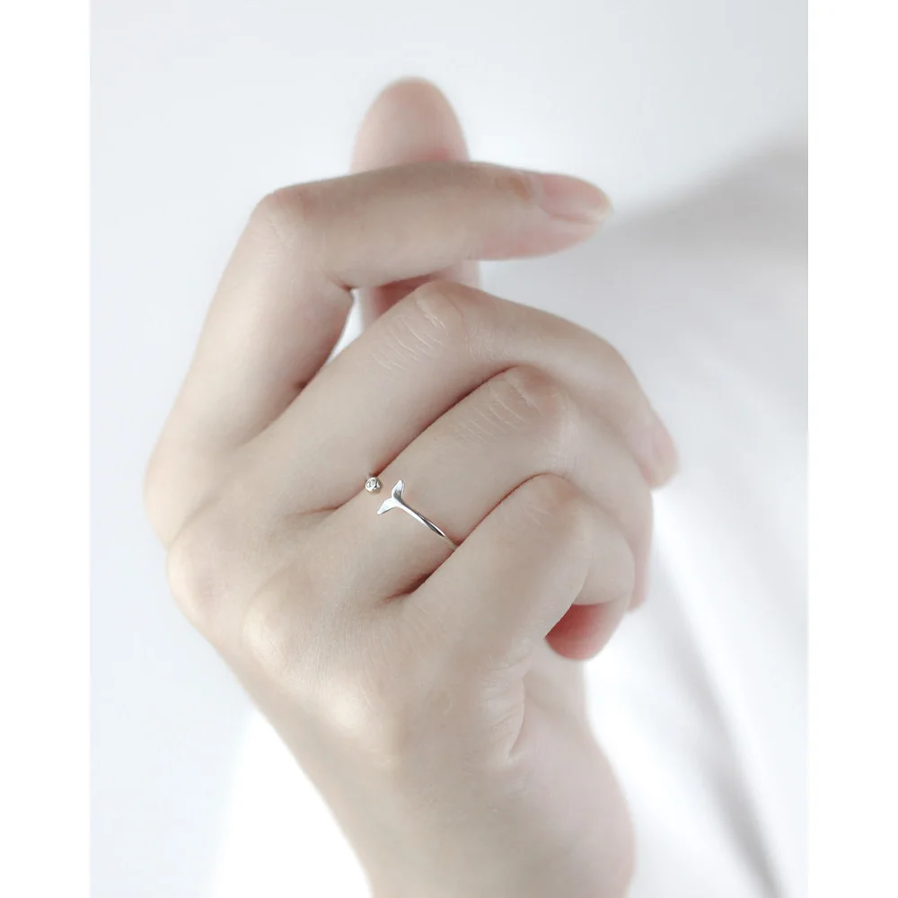 Женское Открытое кольцо с хвостом русалки из серебра 100% пробы|Кольца| |