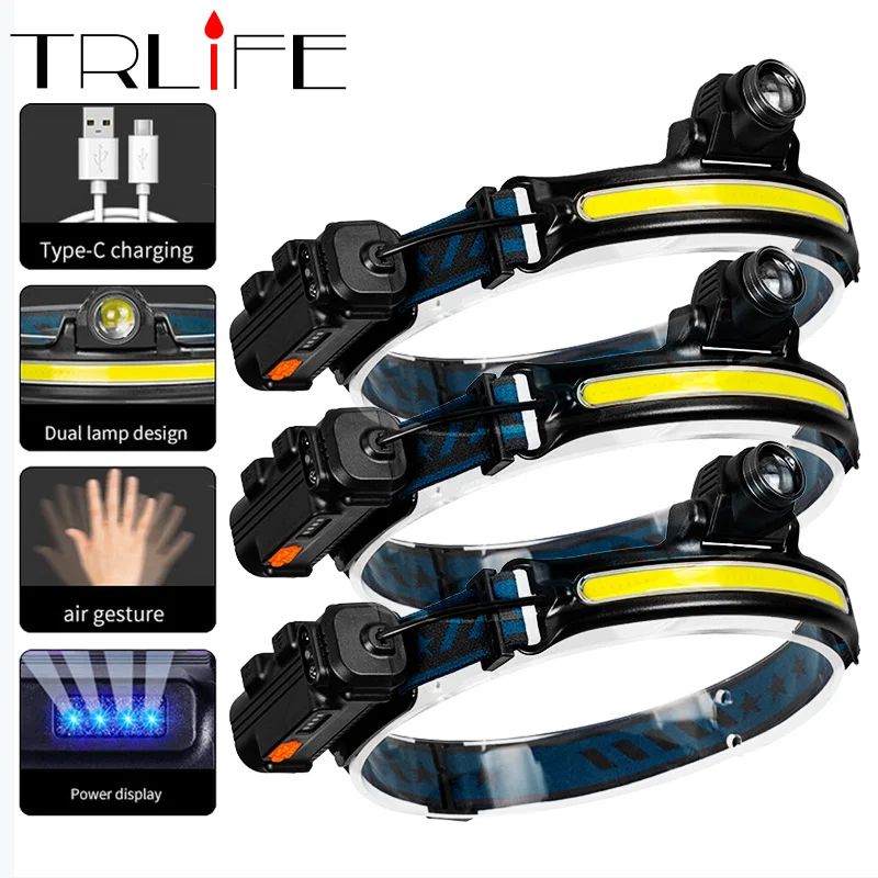 

Фонарь налобный светодиодный с ИК-датчиком, 2000 мАч, 1/2/3 шт.