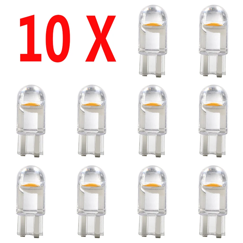 

10 X 194 W5W 12V Led T10 Car Light COB Glass 6000K White Auto Automobiles License Plate Lamp Dome Read DRL Bulb