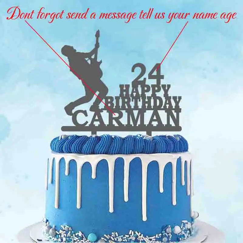 Персонализированный гитарист топпер для торта на день рождения с именем заказ