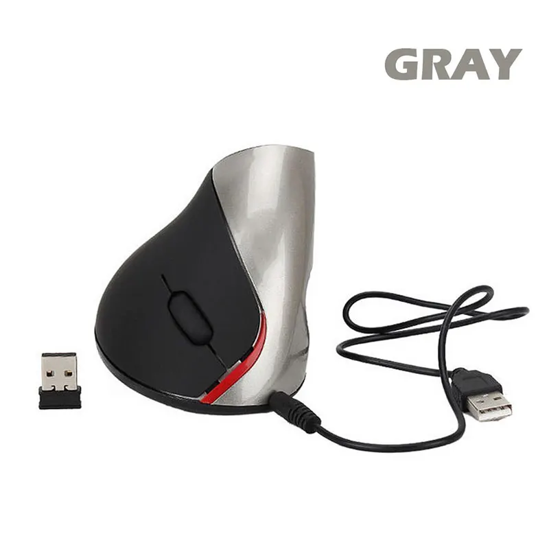 Вертикальная беспроводная мышь эргономичная оптическая Bluetooth Usb Sem Fio Mause 800 1200 1600 dpi перезаряжаемая компьютерная мышь для ноутбука - Цвет: Серый