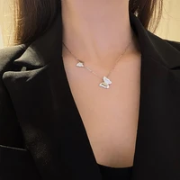 trendy jewelry single chain necklace pretty design single layer asymmetrical metal butterfly pendant necklace for women