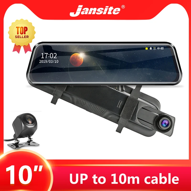 Jansite 10 &quotсенсорный экран 1080P Автомобильный видеорегистратор камеры с двумя