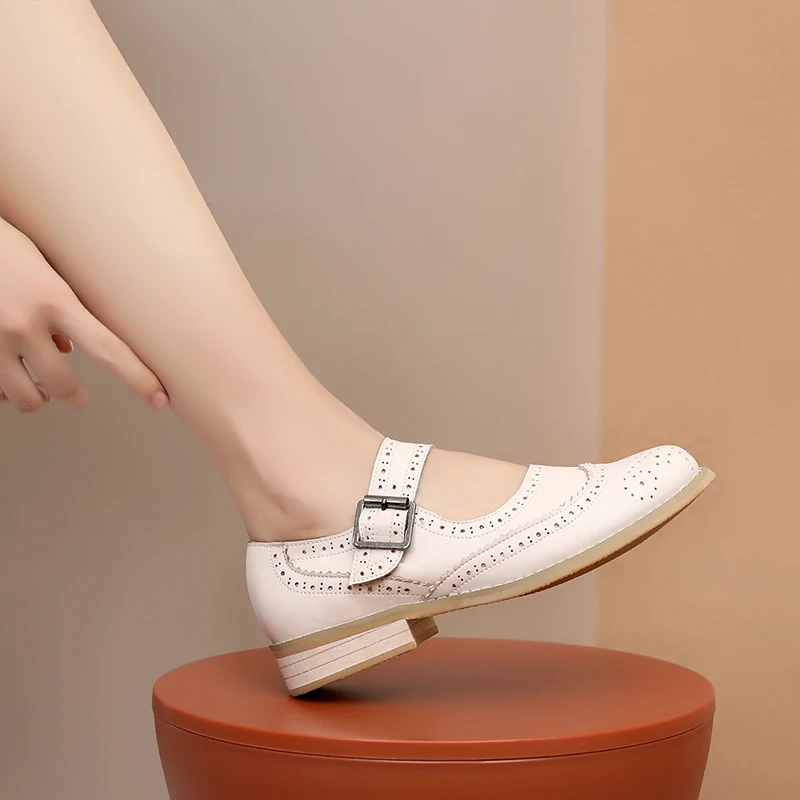 Женские туфли оксфорды на плоской подошве Модная женская обувь из натуральной