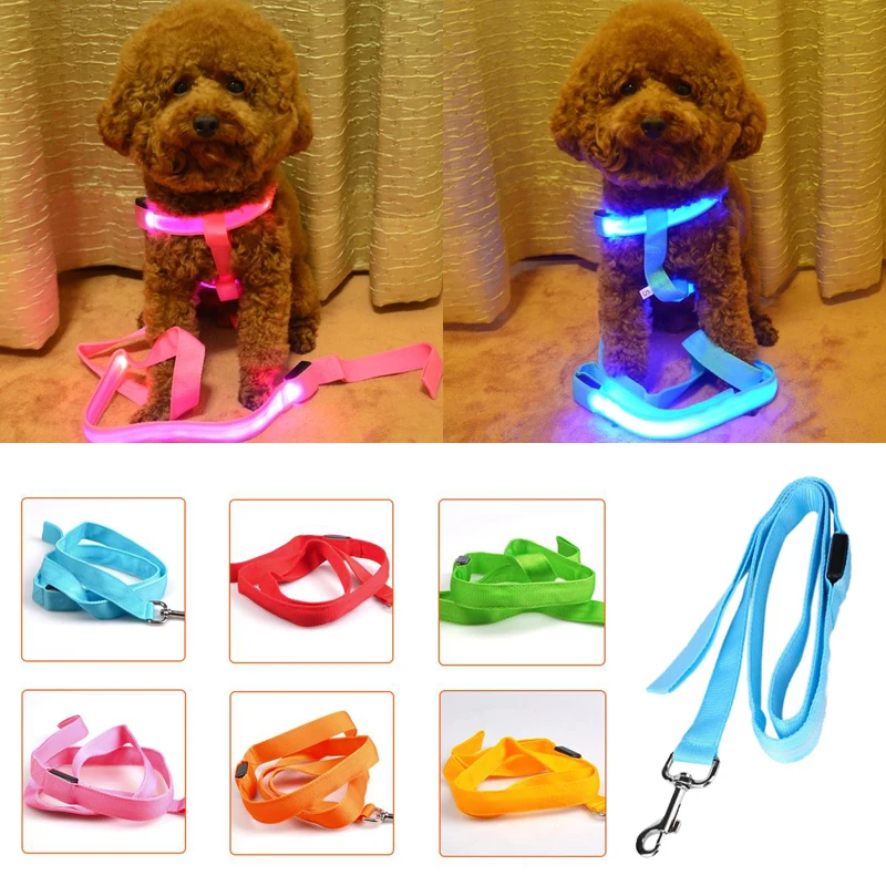 Тяговый поводок безопасности 123 см светящийся светодиод для домашних собак