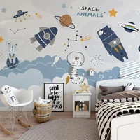 custom 3d wallpaper nordic minimalist hand painted space rocket cartoon childrens room background wall mural papel de parede 3d