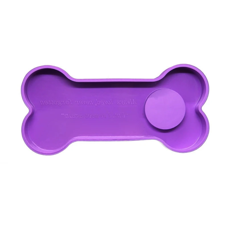 

3 In 1 Pet Tombstone Resin Mold Bone Shape Dog Memorial Stone with Photo Frame Silicone Casting Mold Candles Holder Mold