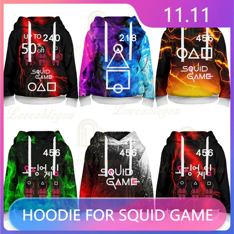 

Cosplay Costume Movie Korean 456 The Game Women Men Hoodie Cosplay Costume Birthday Gift Boys Girls 3D Tops Kids Game