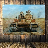 ger wehrmacht tiger tank ww ii old photo wall art four hole flag banner military poster hd canvas print painting home decoration