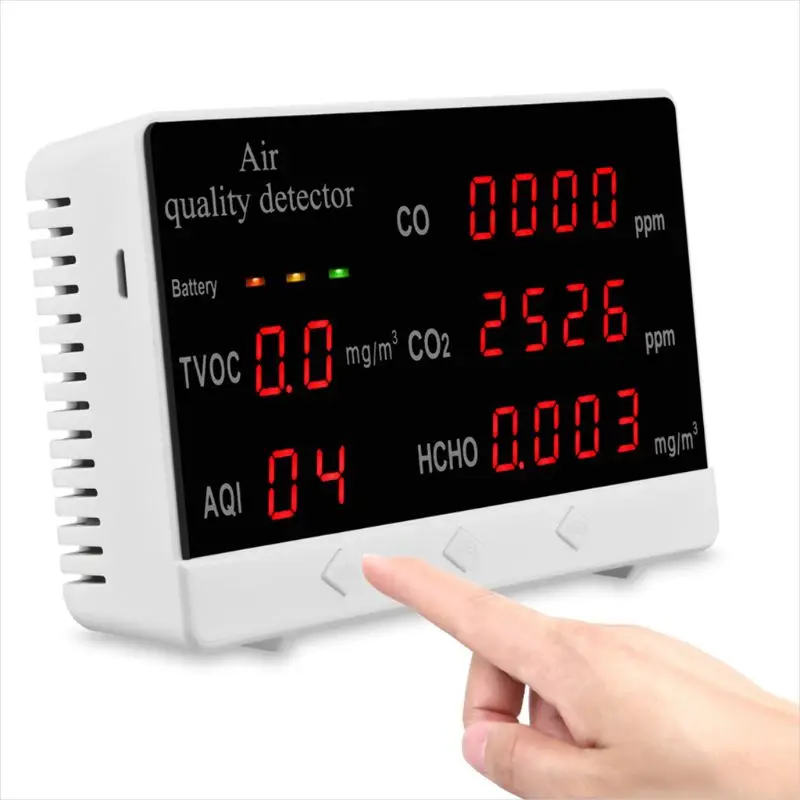 Цифровой Внутренний/наружный тестер CO/HCHO/TVOC AQI измеритель CO2 детектор контроля