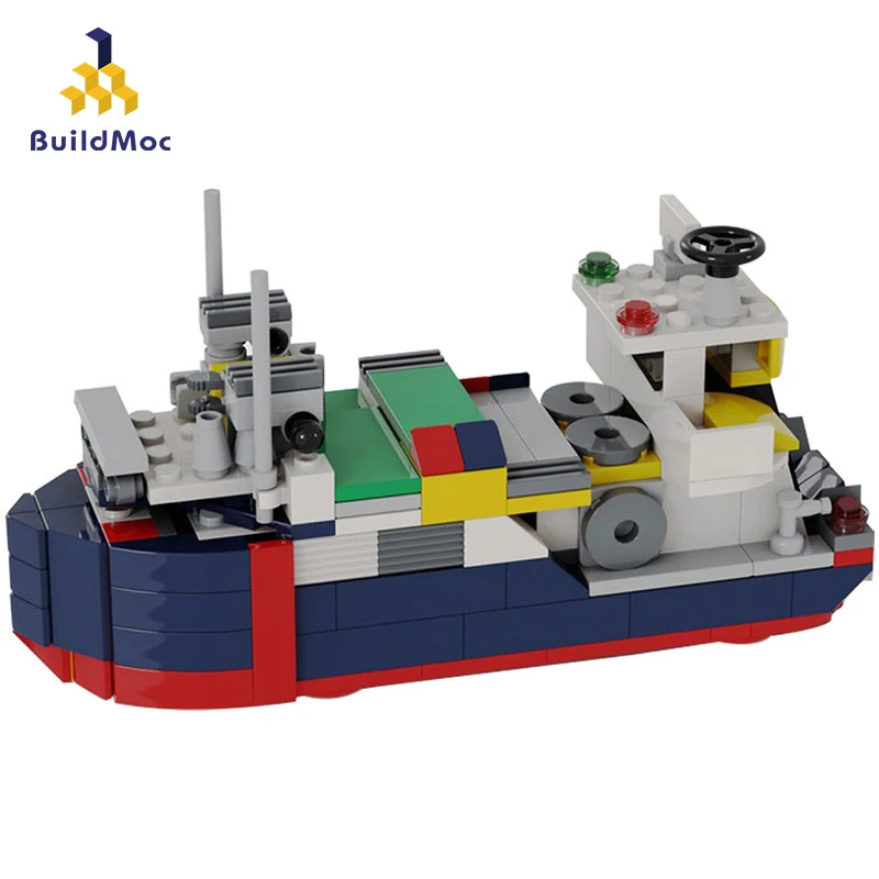 Серия BuildMoc Creator Ideas Toys MOC Cargo Ship мини яхта техническая лодка Модель Детские сборные