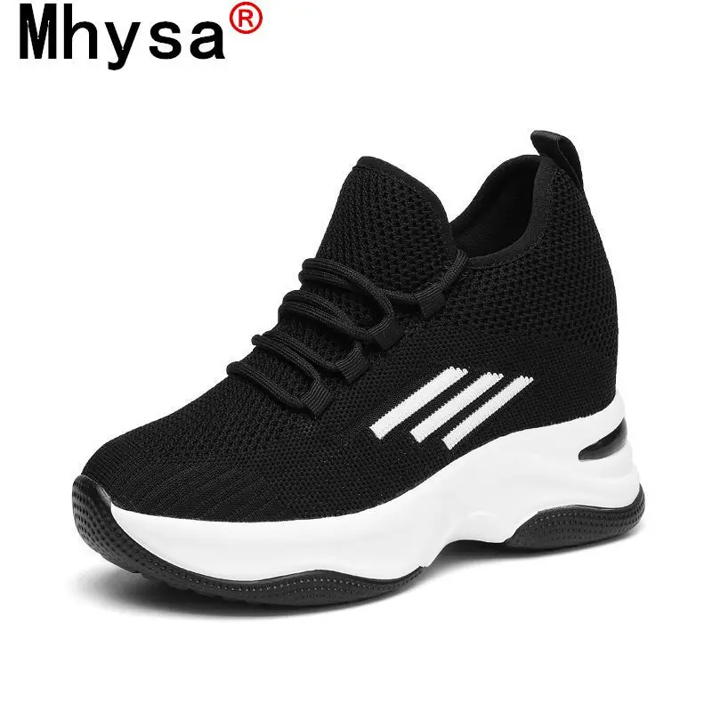 

2021 Spring New Fashion Platform Sneakers Mesh Breathable Women's Vulcanized Shoes Light Inner Increase Women Casual Dad Shoes