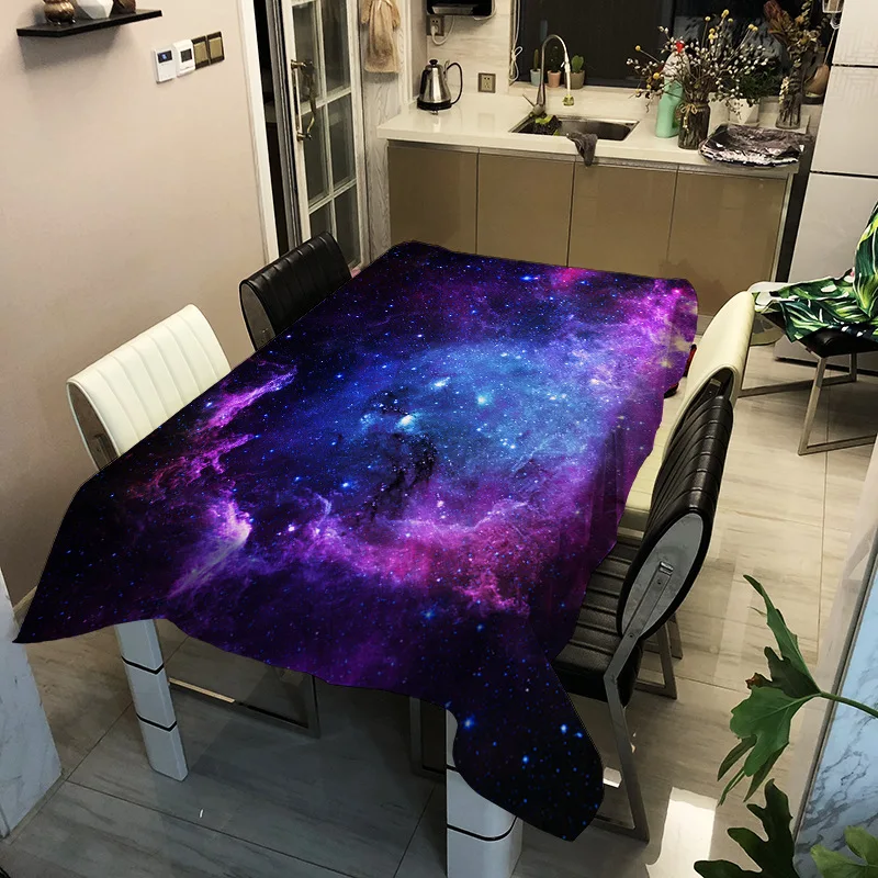Galaxy Blue Starry Universe Space Mysterious Nebula Ornaments Elastic Tablecloth Cafe Decorations Party Home Decor Table Cover | Дом и сад