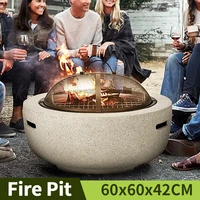 round outdoor fire pit table household charcoal brazier garden courtyard barbecue grill with mesh enclosure and barbecue net