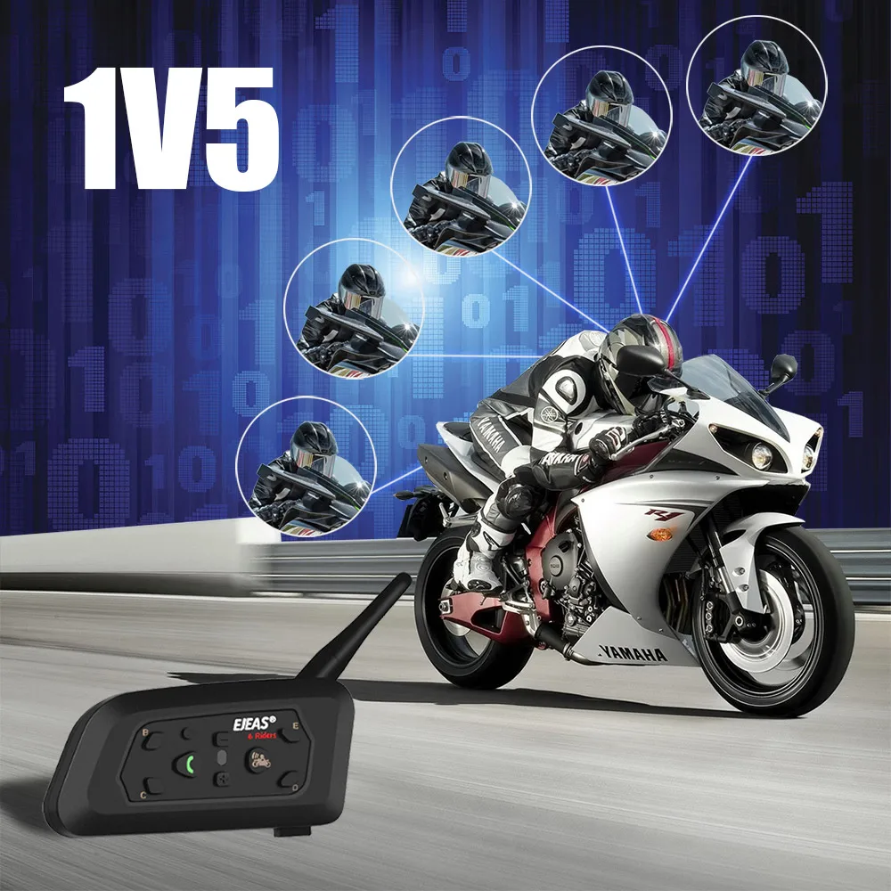 QPLOVE ejeas 2 комплекта V6 Pro мотоциклетный домофон 4 аксессуары динамик 1200 м Bluetooth