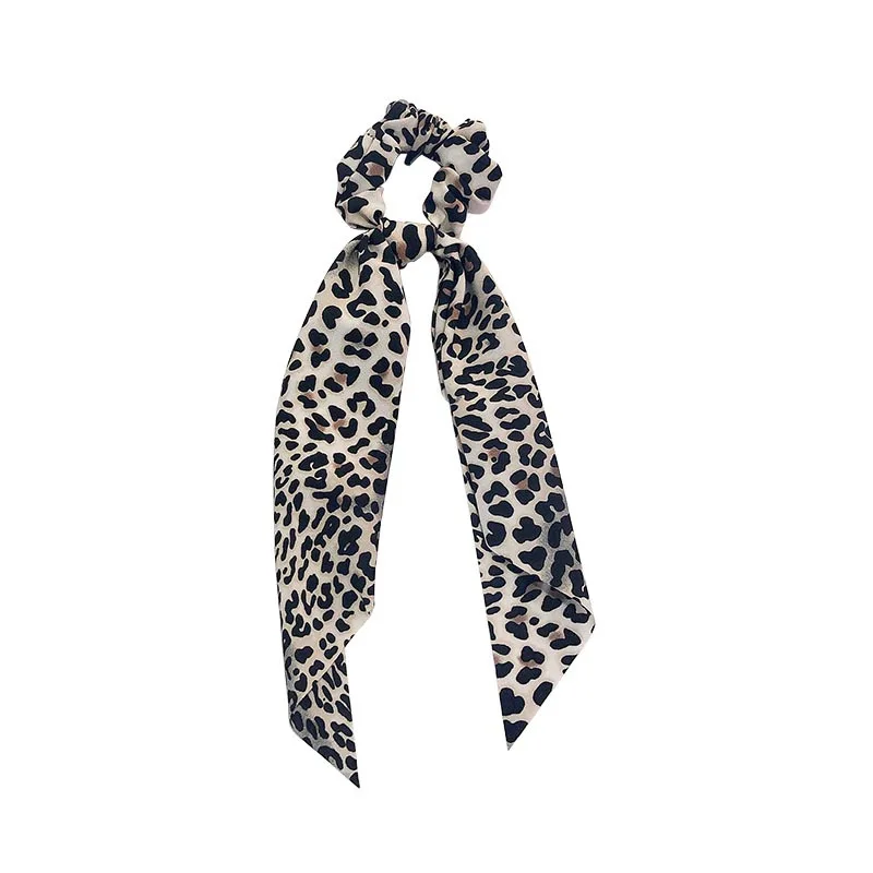 

TIMEONLY Temperament Leopard French Long Headwear Bowknot Elastic Hair Bands for Women Mujer Gift Elegant Ribbon Accessories