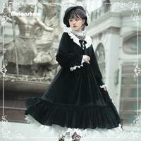 melonshow gothic lolita dress french dress black retro dress vintage victorian dress women princess dress full sleeve