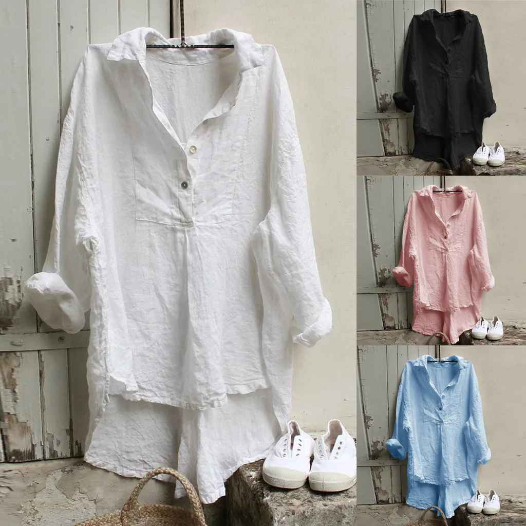Повседневная Однотонная рубашка 2022 Весенняя женская блузка с асимметричными