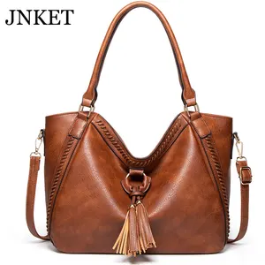 JNKET New Retro Women PU Leather Handbag Shoulder Bag Casual Crossbody Bags Large Capacity Message Bag