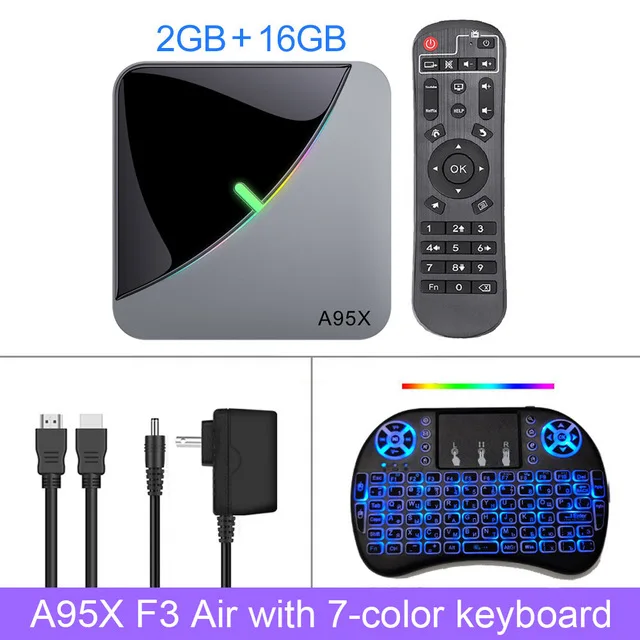 2G 16G i8 backlit A95X F3 Air Android 9,0 Smart tv Box Amlogic S905X3 2,4G& 5G Dual Wifi HDR BT 8K RGB светильник приставка Netflix домашний медиаплеер - Цвет: 2G 16G i8 backlit