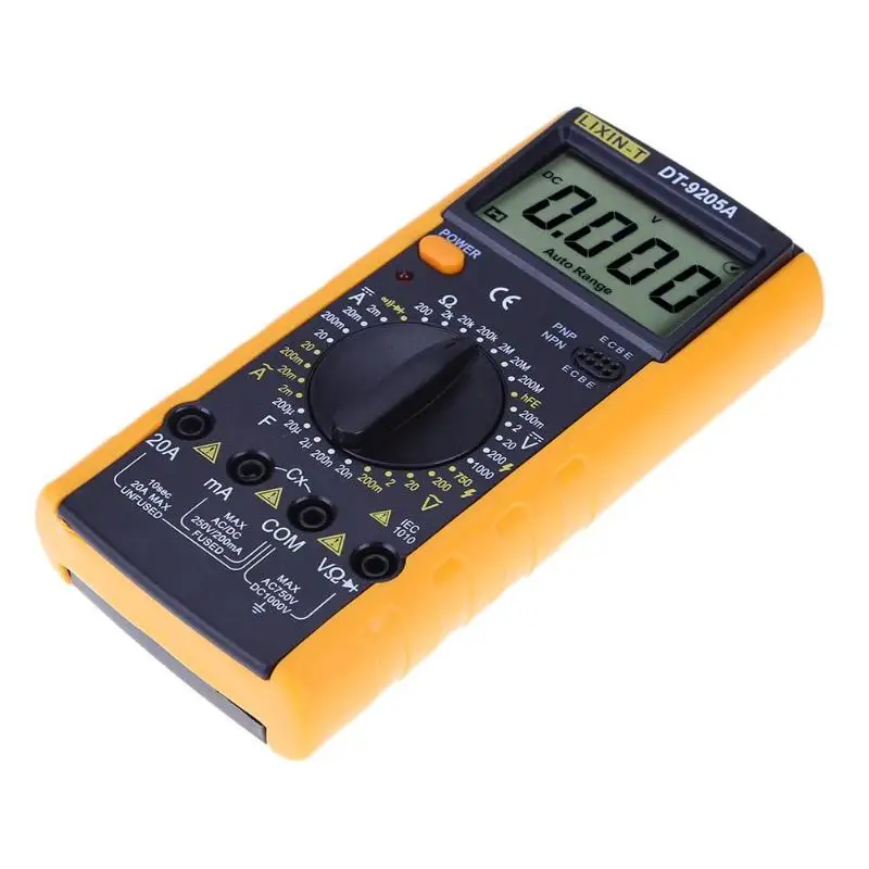 Цифровой мультиметр DT9205 вольтметр с ЖК дисплеем и подсветкой 1999 амперметр