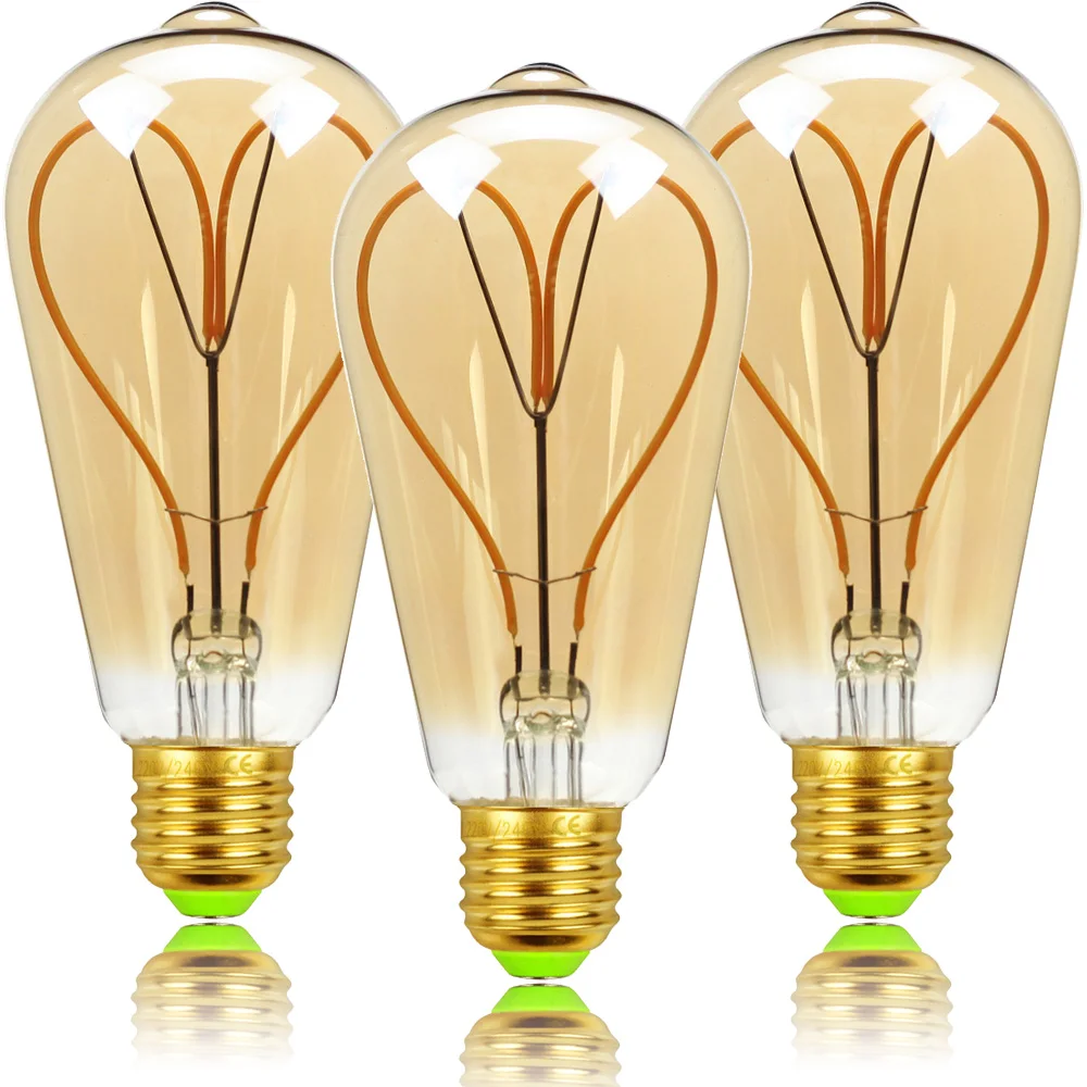 TIANFAN винтажная Светодиодная лампа Эдисона ST64 с сердечками и 4 Вт регулируемой