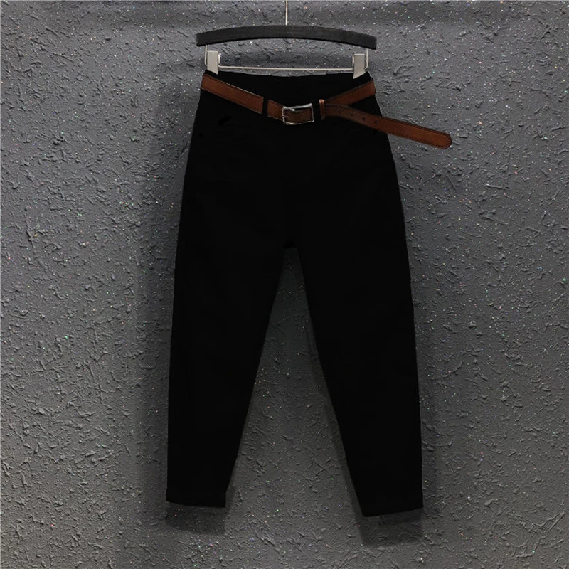 

Spring New Fashion Women High Waist Loose White Jeans All-matched Casual Elastic Denim Cotton Harem Pants Plus Size Fashion