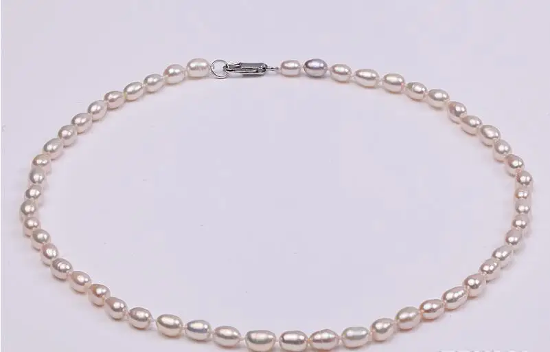 

7-8mm bright white oval rice pearl necklace natural freshwater pearl Woman Jewelry 35cm 14'' 43cm 17''