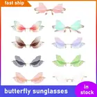 Солнцезащитные очки женские, без оправы, стразы в стиле стимпанк