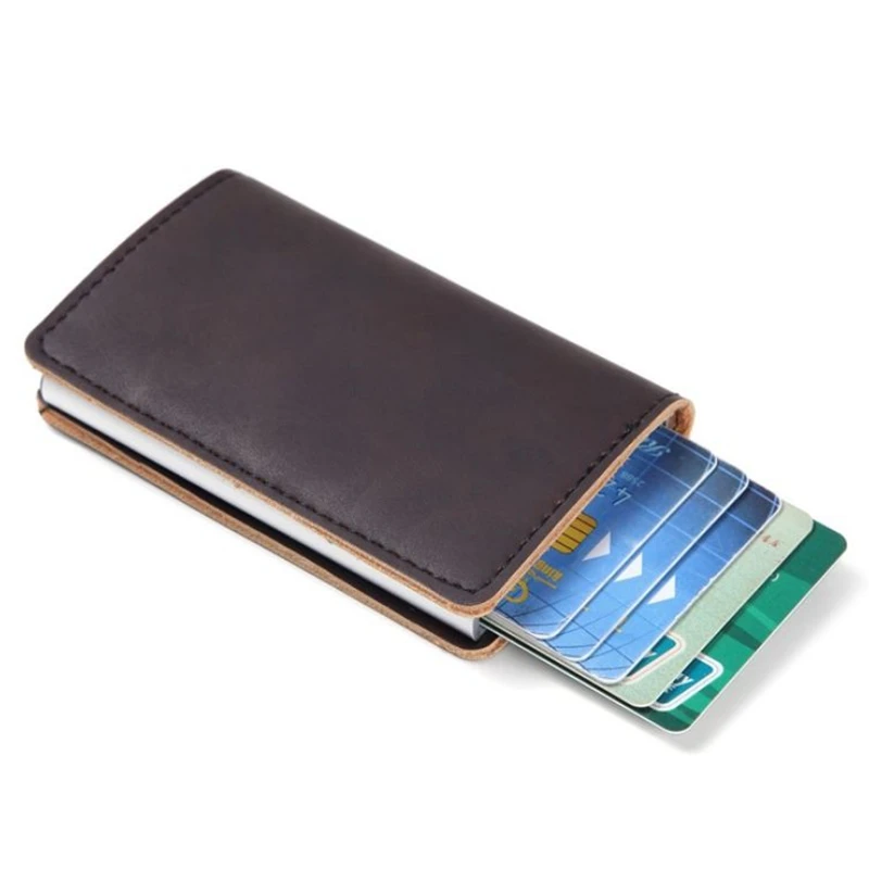 Винтажный многофункциональный мужской бумажник из алюминиевого сплава с RFID