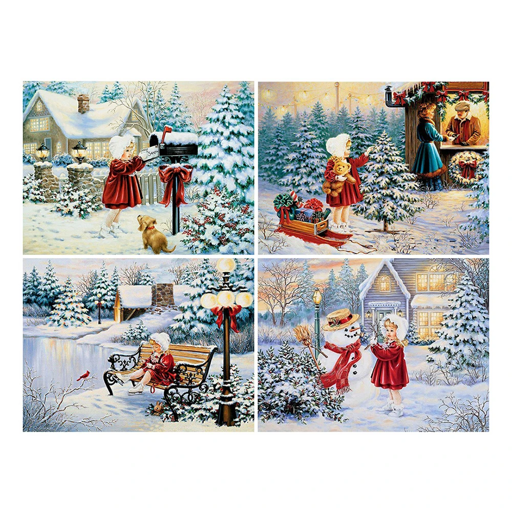 

Diy 5d Full Diamond Painting Embroidery Scenery Snow Village Cross Stitch Square Round Drill Mosaic Christmas Hobby Gift