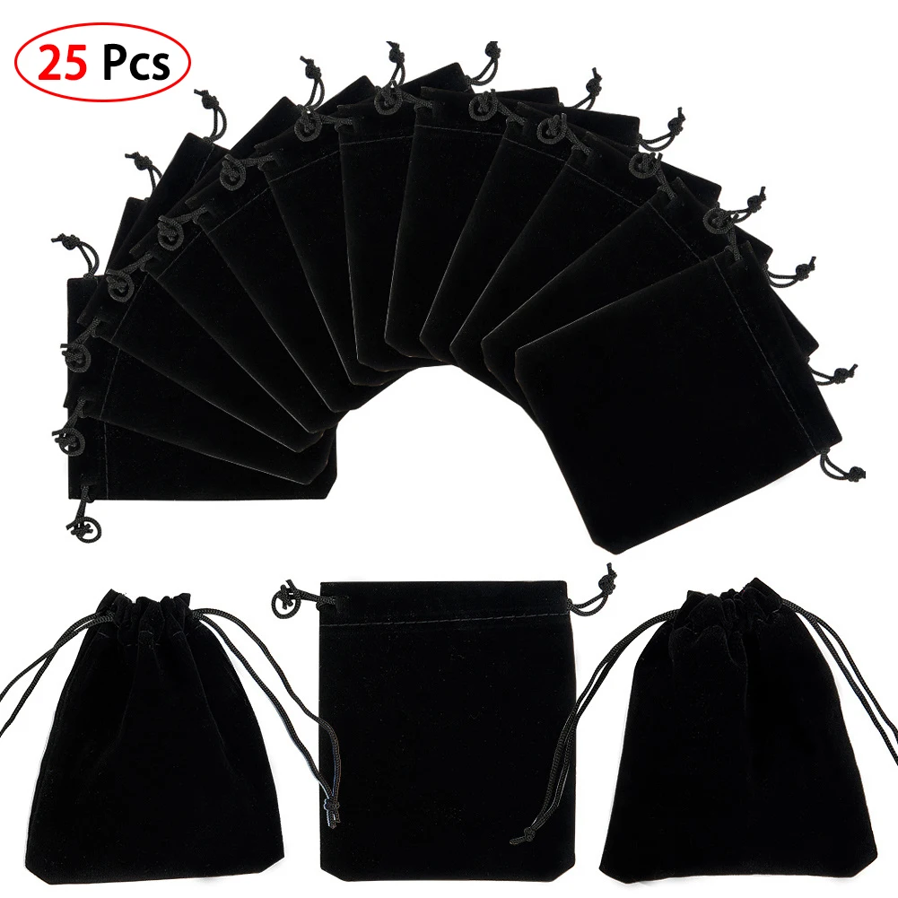 

25pcs Jewelry Flannel Bag High-end Jewelry Bag Beam-type Item Storage Bag Small Candy Gift Bags Christmas Party Wedding Bags