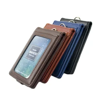leather lanyard card holder stand neck strap badge holder staff card bus id business card cover photo holder office stationary