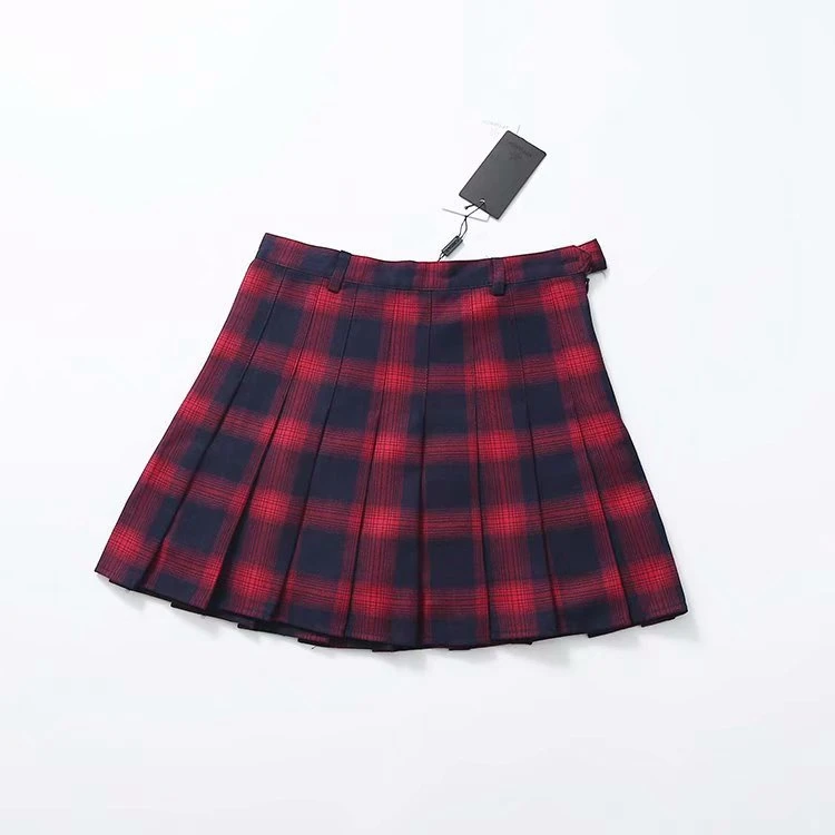 

Summer High Waist Chains Belted Plaid Skirt Punk Female Irregular Pleated Goth Skirts 2019 Women Fashion Asymmetrical Skirts