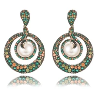 famous brand luxury snake big pearls statement pendant drop earrings for women bridal wedding hot gold earring wedding jewelry