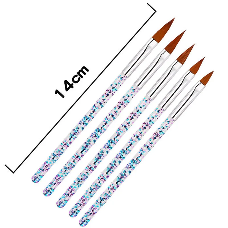 5 шт. с украшением в виде кристаллов акриловая кисть для ногтей УФ-гель