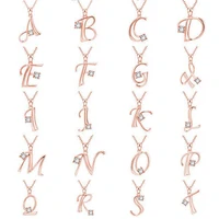 mifeiya fashion inlaid cubic zircon rose gold color 26 letter alphabet initial chain pendant necklace for women party jewelry