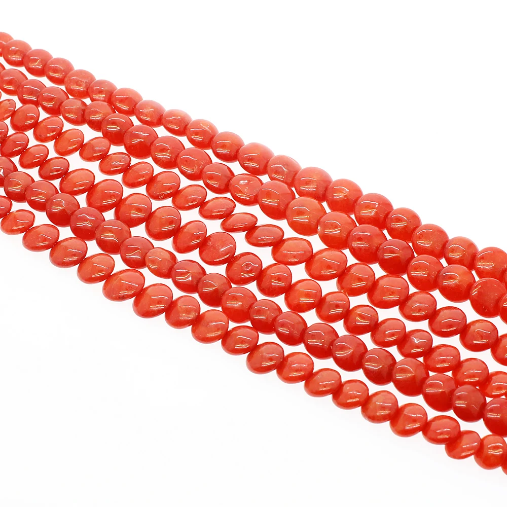 Изысканные натуральные коралловые плоские круглые бусины модные свободные для